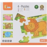 Drewniane puzzle dżungla – 4 zwierzątka dla dzieci od 24 miesięcy