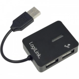LogiLink hub USB 4‑portowy USB 2.0 czarny