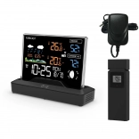 Podświetlana bezprzewodowa stacja pogodowa z kolorowym wyświetlaczem LCD, czujnikiem zewnętrznym, termometrem, barometrem i radiowo sterowanym zegarem