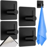 Samoprzylepne metalowe haczyki RUHHY, zestaw 4 szt. – czarne bez wiercenia