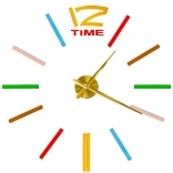 Ścienny zegar naklejany DIY z regulowaną średnicą, złote wskazówki, kolorowe znaczniki