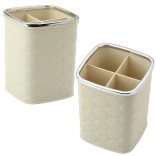 Organizer na pędzle z czterema przegródkami biały 12 × 9,5 cm