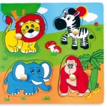 Drewniana układanka safari ze zwierzętami z uchwytami 22 × 22 cm