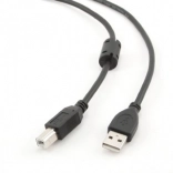Kabel USB 2.0 A–B 4,5 m z rdzeniem ferrytowym, pozłacane styki
