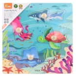 Drewniane guzikowe puzzle Zwierzęta Morskie Viga