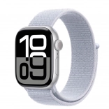 Apple Watch Series 10 GPS aluminiowa koperta 42 mm srebrna z niebieskim paskiem sportowym