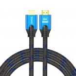 kabel hdmi 2.1 3 m 8k granatowo‑czarny z pozłacanymi złączami