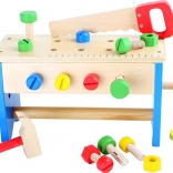 Drewniany stół warsztatowy i skrzynka z narzędziami 2w1 small foot