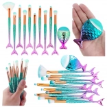 Tęczowy zestaw pędzli do makijażu w kształcie ogona syreny, 11 szt.