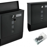 Skrzynka na listy A4 z uchwytem na gazety – czarna