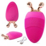 Soniczna szczoteczka do masażu twarzy z 3D obracającymi się kulkami – Różowy