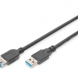 Przedłużacz USB 3.1 Gen 1 SuperSpeed 5 Gbps USB-A męski do USB-A żeński, czarny, 1,8 m