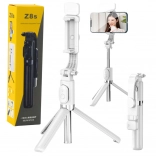 selfie stick ze statywem i pilotem Bluetooth Z8S, biała