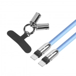 Niebieski kabel USB‑C 2w1 ze smyczą na szyję 1 m