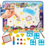 Aqua Magic wodna mata do rysowania XXL z zestawem stempli i szablonów 100 × 80 cm