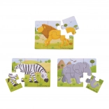 Drewniane puzzle 3w1 Safari zwierzątka BIGJIGS TOYS