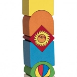 Drewniana zabawka piramidka z Krecikiem