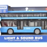 Dwupiętrowy niebieski autobus na baterie