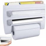 Ścienny kuchenny organizer 4 w 1 na folie i ręczniki papierowe z półką