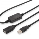 Aktywny przedłużacz USB 2.0 USB‑A (męski) na USB‑A (żeński) 10 m, czarny