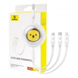 Zwijany kabel ładujący 3w1 BASEUS USB do USB‑C, Micro USB i Lightning 3,5 A, 1,1 m – biały