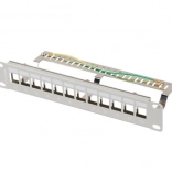 Patch panel 12 portów 1U 10" FTP z organizerem dla modułów keystone, szary