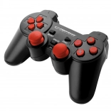 przewodowy gamepad do PS3 i PC z wibracjami – czarno‑czerwony