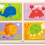 Drewniane puzzle 4w1 morze