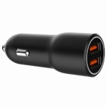 podwójna ładowarka samochodowa USB-A QC3.0 36W czarna