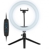 Okrągłe światło LED 26 cm z mini statywem i uchwytem na telefon