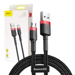 Baseus Cafule pleciony kabel micro USB 3 m, 2 A (czarno‑czerwony)