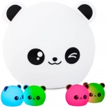 dziecięca lampka nocna panda RGB z miękkiego silikonu na dotyk