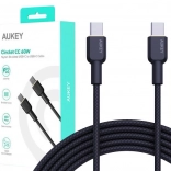 Aukey kabel USB‑C na USB‑C 1 m z nylonowym oplotem, 60 W PD, 3 A