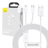 Kabel ładujący i danych 3w1 Baseus Superior, USB na Micro USB / USB‑C / Lightning, 3,5 A, 1,5 m, biały