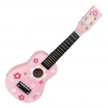 Różowa drewniana gitara w kwiaty
