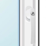 Klamka okienna z zamkiem na klucz – biała