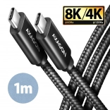 Kabel USB-C - USB-C, USB4 Gen 3x2 1 m, PD 100 W, 8K HD, ALU, pleciony czarny