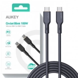 Aukey kabel USB‑C 1 m, silikonowy, 100 W Power Delivery, 5 A, czarny