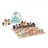 Drewniane szachy z motywem zwierząt dla dzieci