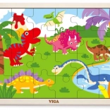 Drewniane puzzle dinozaury 24 elementy