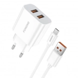 Szybka ładowarka FONENG 2× USB 12 W z kablem Micro USB