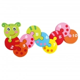 Drewniana układanka z numerami Gąsienica