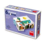 Drewniane obrazkowe klocki dla dzieci – kaczka, pies, drzewo (6 klocków)