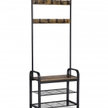 stojakowy wieszak z ławką i półkami na buty loft