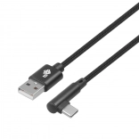 Kabel USB na USB‑C 1,5 m z wtykiem pod kątem prostym, czarny pleciony