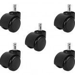 Kółka biurowe do krzesła – zestaw 5 sztuk – czarne